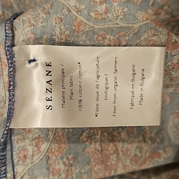 💕SEZANE💕 West Shirt Ranch Marine Multi-Color Paisley Floral Print FR 38 = US 6 - Picture 14 of 16